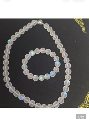 🆕️ Aurora Borealis Dichroic Glass Beaded Stretch Bracelet and Necklace